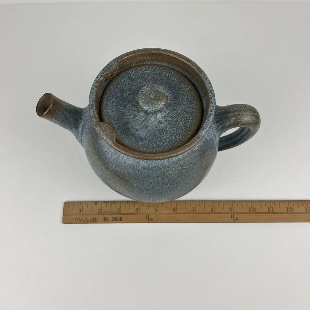 Hand Crafted teapot short spout round Asian inspired Pottery